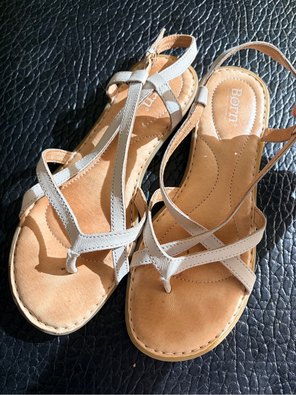 Born Women's Beige-Taupe Strappy Leather Sandals